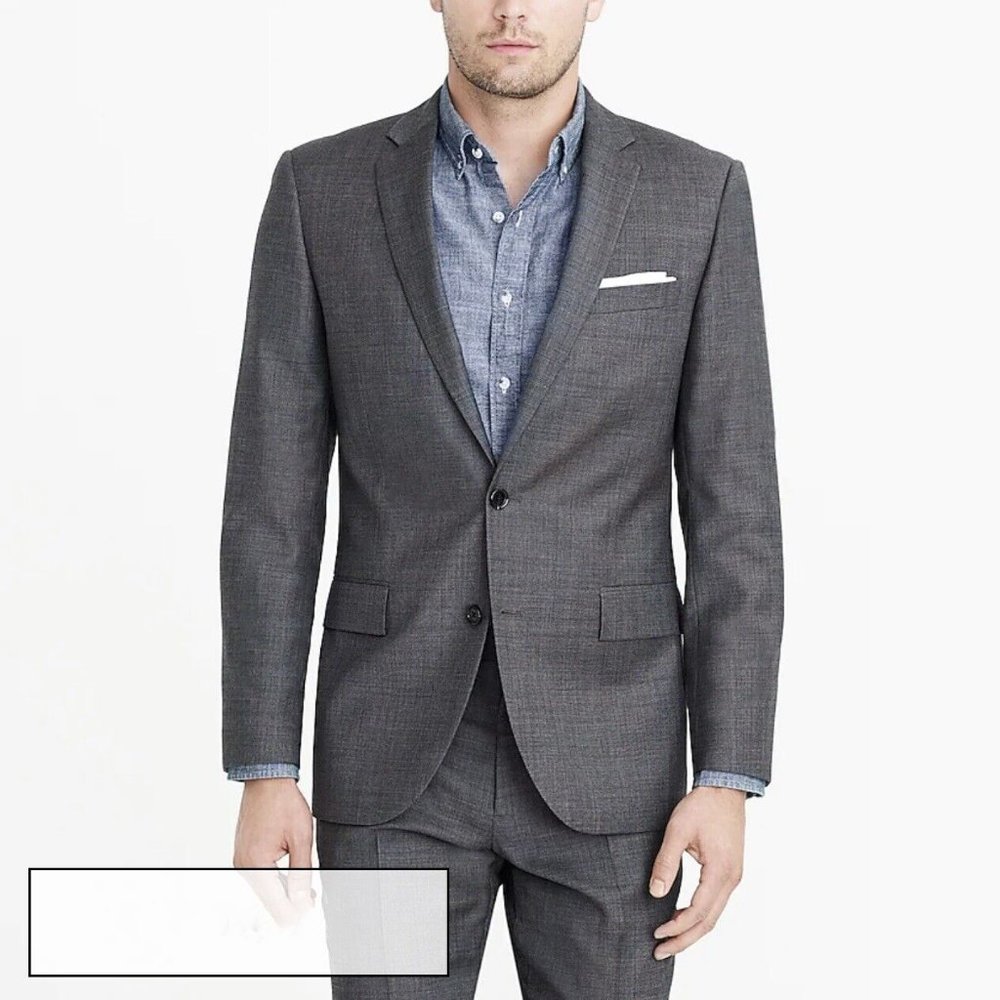 J. Crew Thompson Slim Fit Charcoal Wool Single Breasted Blazer 38R Suit Jacket